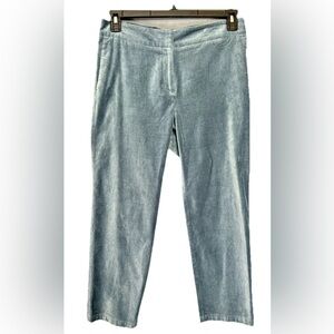 J. Jill Velvet Velveteen Pants Size 8P Blue Teal Straight Leg Mid Rise Stretch